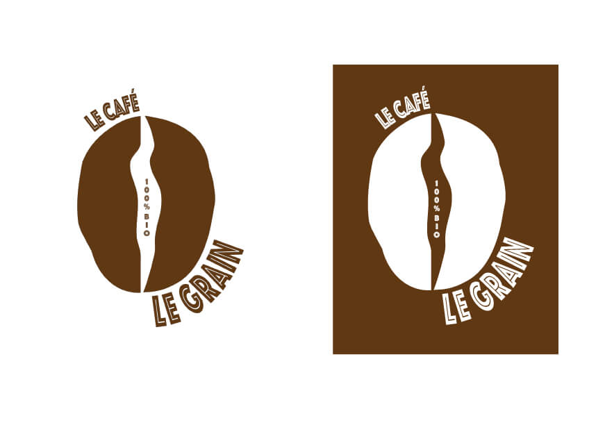 version en positif et en négatif, logo café Le Grain