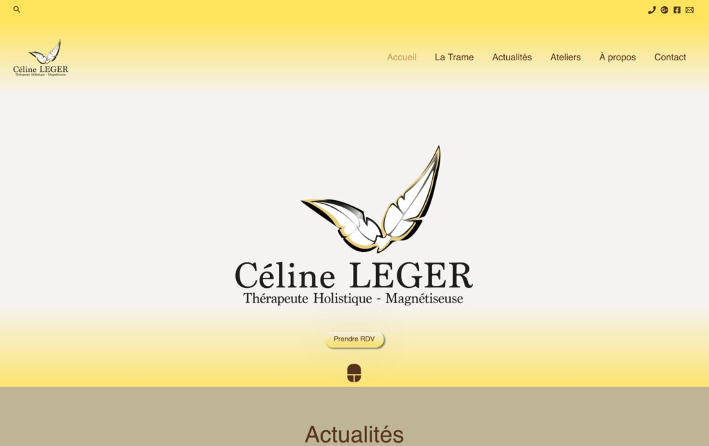 écran d'accueil site internet de Céline LEGER créé par Sylvie Saint-Lager UI/UX DESIGNER