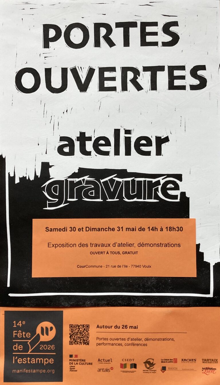 Portes ouvertes, atelier de gravure, juin 2026, Voulx 77